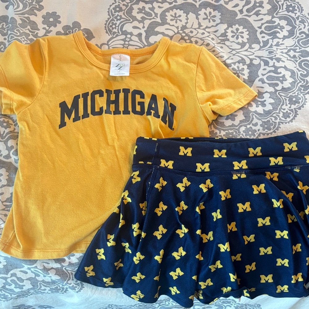 Kids Yellow and Blue Michigan Skirt Set